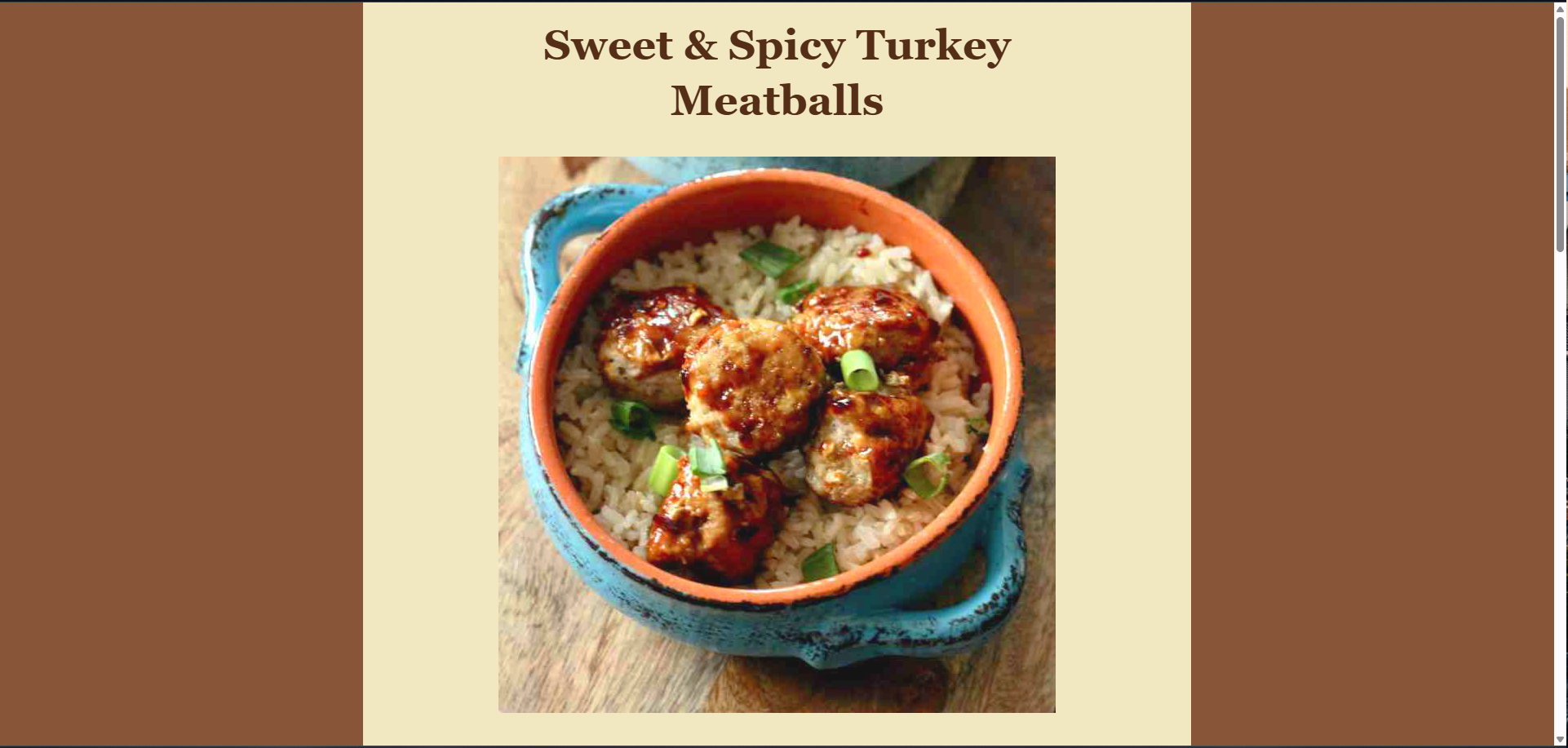 Sweet and Spicy Turkey Meatballs' website